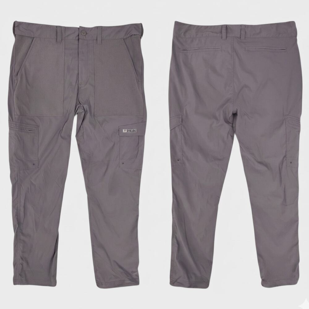 Huk Mens XL Gray Crgo Travel Pants Nylon Spandex